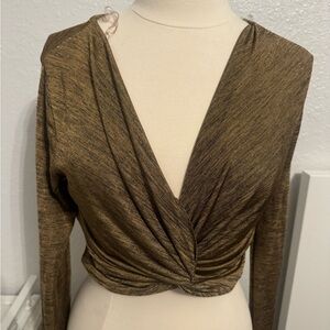 Elegant Brown Long Sleeve Women's Top